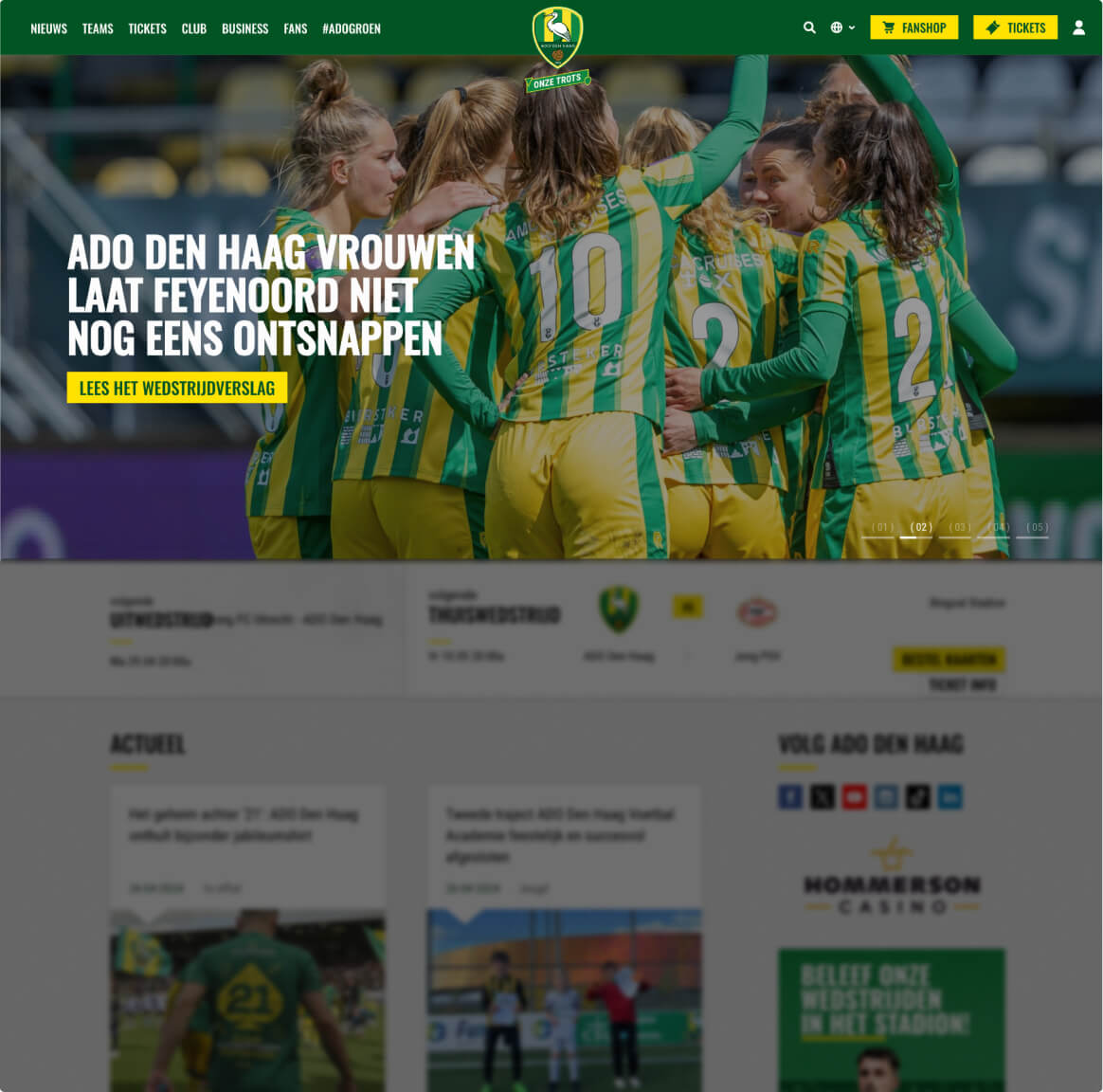 Screenshot van de nieuwe website van adodenhaag.nl
